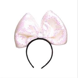 JUNMIN Charmante Persönlichkeit Pailletten Stirnband Big Bow Headwear Halloween Weihnachtsdamen Stirnband Zubehör (2 stücke) (Color : Pink) von JUNMIN