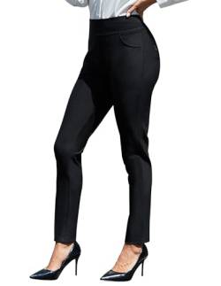 JUOIANTANG Damen Business Hose Taille Dehnbar Lounge Hose mit Taschen für Elegante Outfits Schwarz S-XXL von JUOIANTANG