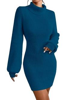 JUOIANTANG Kleid Knielang Elegant Long Bodycon Dress Pullover Kleid Damen Navy Blau M von JUOIANTANG