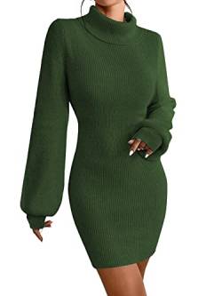 JUOIANTANG Ladies Sweater Dress Fein Strick Freizeitkleid Frühling Pulloverkleid Damen Herbst Dunkelgrün S von JUOIANTANG