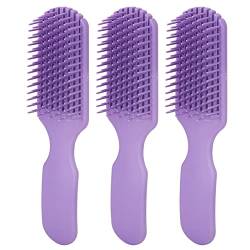 Styling-Bürste, 9-reihig, hohl, breite Zahnbürste, Kunststoff, antistatisch, Kopfhautmassage, Entwirrung, Haarkamm für alle nassen, trockenen Haare, 3 Stück (lila) von JUOPZKENN