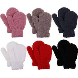 Kleinkind Fäustlinge Winter Handschuhe Gestrickte Korallenvlies Babyhandschuhe für Mädchen Jungen 12 3 4 Jahre alt, Skihandschuhe 6 Paare von JUPSK