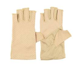 JURUAA Fingerlose Damen-Handschuhe, UV-Sonne, leichte Baumwolle, Khaki, One Size von JURUAA
