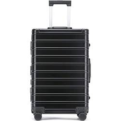 JUSHIW Robustes, leichtes Luxusgepäck mit Rollen, Aluminium-Magnesium-Legierung, Trolley-Koffer für Reisen, Handgepäck, Schwarz, 74 cm von JUSHIW