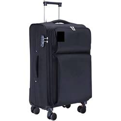 JUSHIW Robustes Kabinengepäck mit hoher Kapazität, erweitertes Fassungsvermögen, Rollgepäck, explosionssicher, Trolley, Koffer, Boarding, Handgepäck, Schwarz , 51 cm von JUSHIW