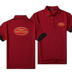 Herren-Poloshirts T-Shirts Für Moto Guzzi Bedruckt Golf-Polo-T-Shirts Revers Kurze Ärmel Bequeme Oberteile Kleidung Lässige Polos-Red B||L von JUSHUFA