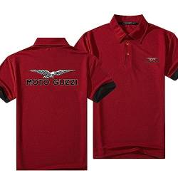 Herren-Poloshirts T-Shirts Für Moto Guzzi Bedruckt Golf-Polo-T-Shirts Revers Kurze Ärmel Bequeme Oberteile Kleidung Lässige Polos-Red D||L von JUSHUFA