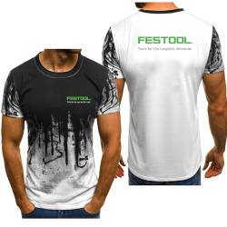 Herren-T-Shirts Für F.ES-Tool Kurzärmelig Rundhalsausschnitt T-Shirt Kleidung Farbverlauf Golf-Polo-Shirts Halbe Ärmel Atmungsaktiv Workout-T-Shirts-White1||L von JUSHUFA