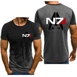 Herren-T-Shirts Für N7 Kurzärmelig Rundhalsausschnitt T-Shirt Kleidung Farbverlauf Golf-Polo-Shirts Halbe Ärmel Atmungsaktiv Workout-T-Shirts-Gray2||XL von JUSHUFA