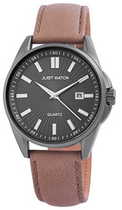 JUST WATCH Herren-Uhr Echt Leder Armband Dornschließe Datum Analog Quarz JW20030 (braun/anthrazit) von JUST WATCH