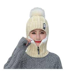 JUST Beanie Damen Winter Wintermütze Warme Loop Schal und Strickmütze Mütze Set Strickschal Winddichte Schädel Cap mit Fleecefutter für Sport Draussen,Pullover Winddichte Ohrenklappen von JUST