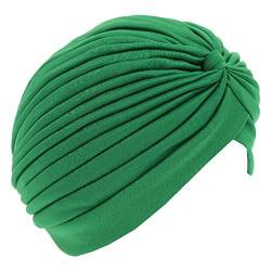 JUSTFOX - Damen Turban Kopfbedeckung Fashion Einfarbig Grün von JUSTFOX