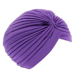 JUSTFOX - Damen Turban Kopfbedeckung Fashion Einfarbig Lila von JUSTFOX