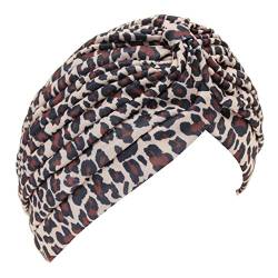 JUSTFOX - Damen Turban Kopfbedeckung Fashion Leopard Beige von JUSTFOX