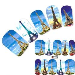 JUSTFOX - Tattoo Nail Art Eiffelturm Paris Aufkleber Nagel Sticker Nägel Fuß Water Decal von JUSTFOX