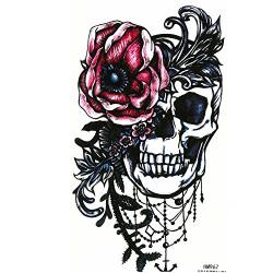 JUSTFOX - Temporäres Tattoo Totenkopf Rosen Design Klebetattoo von JUSTFOX