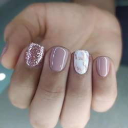 JUSTUNX 24 Stück Nackte Rosa Falsche Nägel Pailletten Falsche Nägel Kurzer Druck auf Nägeln für Frauen und Mädchen (A) von JUSTUSNX