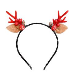 JUSTUNX Santa Claus Headband Red Reindeer Horn Hair Band Weihnachten Party Zubehör für Frauen und Mädchen (A) von JUSTUSNX