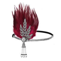 JUSTUSNX Gatsby Feder-Kristall-Stirnband der 1920er-Jahre, Flapper-Stirnband, Perlen-Strass-Stirnband, Partyzubehör für Damen und Mädchen (B) von JUSTUSNX