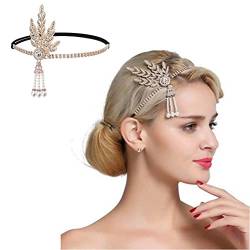 JUSTUSNX Gatsby Kristall-Stirnband der 1920er-Jahre, Flapper-Stirnband, Perlen-Strass-Stirnband, Partyzubehör für Damen und Mädchen (A) von JUSTUSNX