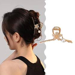 JUSTUSNX Große Metall-Haarklammern, Gold, starker Halt, Haarspangen, Blumenperlen-Anhänger, Haarklauen-Clips, Kopfschmuck, Haarstyling-Zubehör für Frauen und Mädchen, dünnes dickes Haar von JUSTUSNX