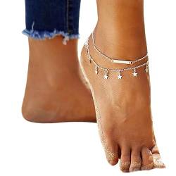JUSTUSNX Layered Einstellbare Knöchel Sterne Knöchel Armband Strand Sommer Fuß Schmuck Kette für Frauen und Mädchen (B) von JUSTUSNX