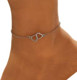 JUSTUSNX Verstellbare Knöchel Herz Knöchel Armband Strand Sommer Fuß Schmuck Kette für Frauen und Mädchen (B) von JUSTUSNX