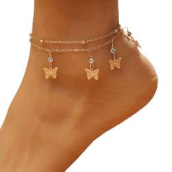 JUSTUSNX Verstellbares Fußkettchen, Gänseblümchen, Blumen, Schleife, Strass, Fußkettchen, Strand, Sommer, Fußschmuck, Kette für Frauen und Mädchen (A) von JUSTUSNX