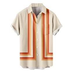 JUTOO Button-Down Hemd Herren, Kurzarmhemden Für Männer Langarm-Baumwollhemden Kurzärmelige Hemden Groß Und Herren Casual Revers Beach Holiday Wear Fashion Hawaii Kurzarm Tshirts (3XL, Orange) von JUTOO