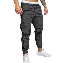 JUTOO Cargohose Herren, Jogginghose Baumwolle Sweathose Warm Fleece Large Sweatpants Plüsch Verdickt Hosen Casual Pants Herren Jogging Hose Gym Elegant Fitness Hose Pants (XXL, Dark Gray) von JUTOO