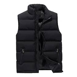 JUTOO Daunenweste Herren, Steppweste Winter Leichte Winddicht Zip Weste Outdoor Casual Warme Jacke Ärmellose Sweatshirt Winterweste Herren Schwarz Glänzend Anglerweste Vest (4XL, Black) von JUTOO