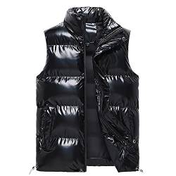 JUTOO Fleeceweste Herren, Steppweste Winter Leichte Winddicht Zip Weste Outdoor Casual Warme Jacke Ärmellose Sweatshirt Puffer Herren Anzug Trachten Gilet Schwarz (XXL, Black) von JUTOO