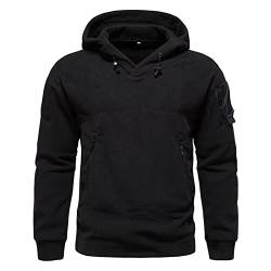 JUTOO Kapuzenpullover Für Herren, Hoodie Basic Langarm Sweatshirts Classic Männer Druck Pullover Unisex Casual Herren Fleece Hoodie Oversize Zipper Y2K Sweatjacke Pullover Hoodie (L, Black) von JUTOO