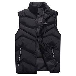 JUTOO Kurzmantel Herren, Steppweste Winter Leichte Winddicht Outdoor Casual Warme Jacke Ärmellose Sportweste Herren Anglerweste Sportlich Elegant Dünne Leicht Weste Vest (4XL, Schwarz) von JUTOO