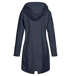 JUTOO Windbreaker Damen, Regenjacke Übergangsjacke Wasserdicht Outdoorjacke Atmungsaktiv Herbst Leichte Jacke Mit Kapuze Zum Wandern Reisen Treking Fahrrad Wassersäule (3XL, Marine) von JUTOO