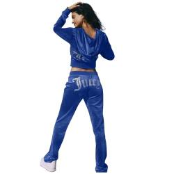 JUTOO Zweiteiler Damen Jogginganzug, Hausanzug Kuschelig Casual Trainingsanzug Sports Verdickter Lose Bedruckter Anzug Jogging Lounge Set Sommer Joginanzuge Damne Set Sport Set (XXL, Blue) von JUTOO