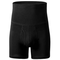 JUUCWOUT Herren Hi-Waist Atmungsaktive Boxershorts Herren Bauchweg Shapewear Shorts Hohe Taille Slimming Anti-Curling Unterwäsche Body Shaper Nahtlose Boxer Brief Gr. 9X-Large, Schwarz von JUUCWOUT