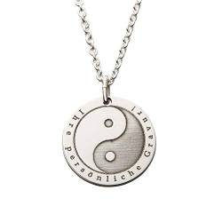 JUWEDI.de Damen Hals-Kette echt Silber 925 mit Symbol Ying Yang - Harmonie & Gleichgewicht (15mm) von JUWEDI.de