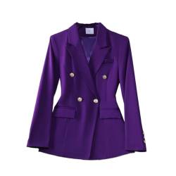 Gris Marine Noir Formel Blazer Femmes Dames Femme à Manches Longues Simple boutonnage solide vêtements de Travail Veste Purple Blazer S von JUZHIJIA