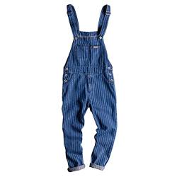 Herren-Overall, gestreift, blau, Denim, Latzhose, Hosenträger, Overall, Jugendjeans, blau, 42 von JUZHIJIA