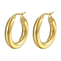 JUZICHEN Creolen Gold, Hypoallergene Ohrringe Gold, Damen Ohrringe Gold, Ohrringe Kreolen Gold,Ohrringe Gold Creolen,Vergoldete Ohrringe,Dupes Schmuck,Chunky Gold Hoop Earrings(Stil D) von JUZICHEN