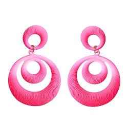 JUZICHEN Geometrische Ohrringe, Ohrringe Bunt Grün Rosa Pink, Statement Ohrringe, Ohrringe Damen Frauen, Ohrringe Groß, Grosse Ohrringe Hypoallergene, Ohrringe Rund, Ohrringe Hängend (Rosa) von JUZICHEN
