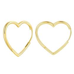 JUZICHEN S925 Silber Ohrringe Damen, Herzförmige Zirkonia Ohrringe, 14K Gold Ohrringe (Stil A, Gold) von JUZICHEN