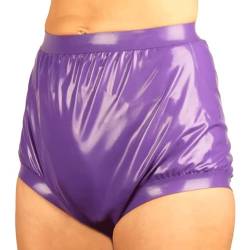 JVHGE Purple Sexy High Waist Latex Panites Loosely Rubber Diaper Briefs Underpants Underwear Pants von JVHGE
