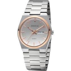 JWATCH Totilas Sportlich Elegante Herrenuhr 40mm Saphirglas Stahlband und Butterflyverschluss mit modernem Design Dreizeiger Wasserdicht bis 50 Meter (Roségold/Weiß/Silber) von JWATCH