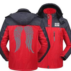 Outdoor-Hoodies FüR Herren The Walking Dead Print Leichter Wasserabweisender Mantel Wander-Walking-Jacke Mit Abnehmbarer Kapuze, Red,4XL von JXEDP