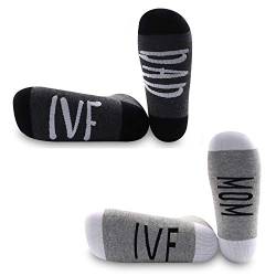 JXGZSO 2 Paar IVF Socken IVF Mom/Dad Socken Set Infruchtbarkeit Socken IVF IUI Geschenk Lucky Fruchtbarkeit Socken - Grau - Normal von JXGZSO