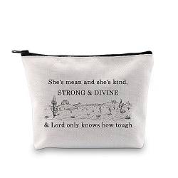 JXGZSO Country Music Make-up-Tasche "She's Mean And She's Kind", Vintage-Musik-Fans, Geschenk, Country-Western-Geschenke für Frauen, südliche Cowgirls Geschenk, Sie ist gemein und sie ist nett von JXGZSO