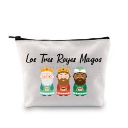JXGZSO Kosmetiktasche mit drei Königen und Aufschrift "Happy Epiphany Festival", Los Tres Reyes Magos, Kulturbeutel, 3 Weise Männer Merch, Los Tres Reyes Magos von JXGZSO