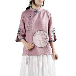 JXQXHCFS Altes chinesisches Oberteil, bestickte Hanfu-Hemden, orientalische Kleidung, traditionelle chinesische Leinenbluse, Damen Colour 5 M von JXQXHCFS